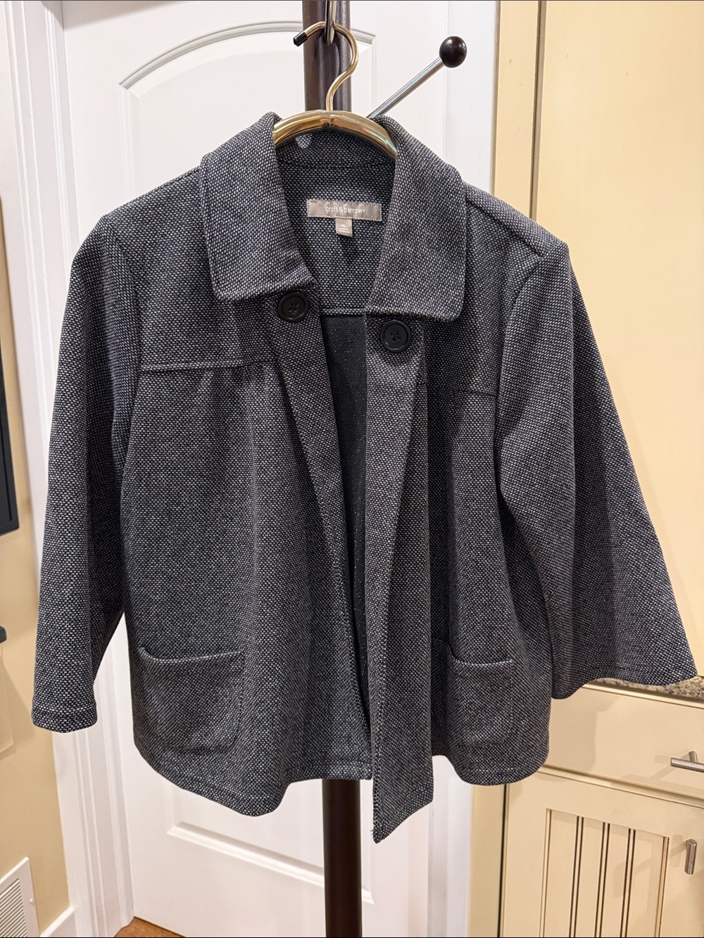 croft & barrow Gray Textured Cropped Blazer